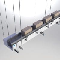 Ceiling-mounted model 2400 conveyor. FEI Conveyors.