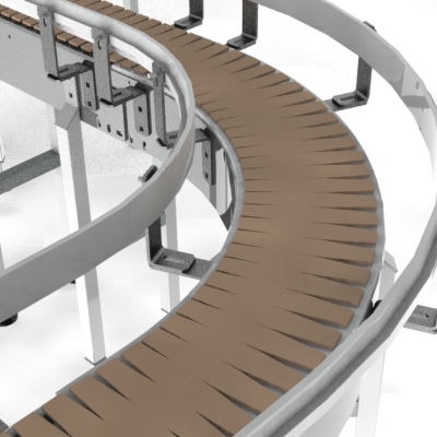Close-up of model 2510 conveyor. FEI Conveyors.