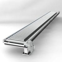 Chain Driven Live Roller (CDLR) single-strand conveyor. FEI Conveyors.