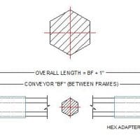 Diagram for roller shaft. FEI Conveyors.