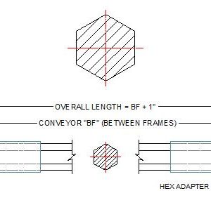 Diagram for roller shaft. FEI Conveyors.
