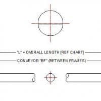 Diagram for roller shaft. FEI Conveyors.