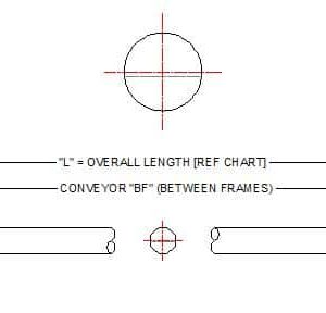 Diagram for roller shaft. FEI Conveyors.
