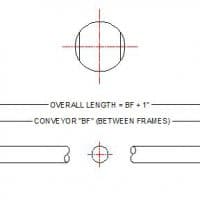 Diagram for roller shaft. FEI Conveyors.