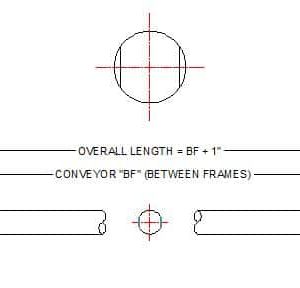 Diagram for roller shaft. FEI Conveyors.