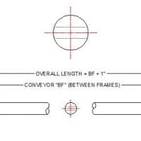 Diagram for roller shaft. FEI Conveyors.