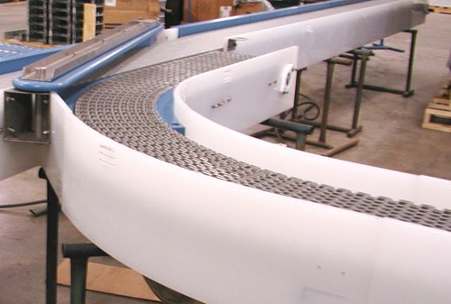 90° curve on conveyor. FEI Conveyors.