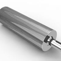 Stainless knurled conveyor pulley. FEI Conveyors.